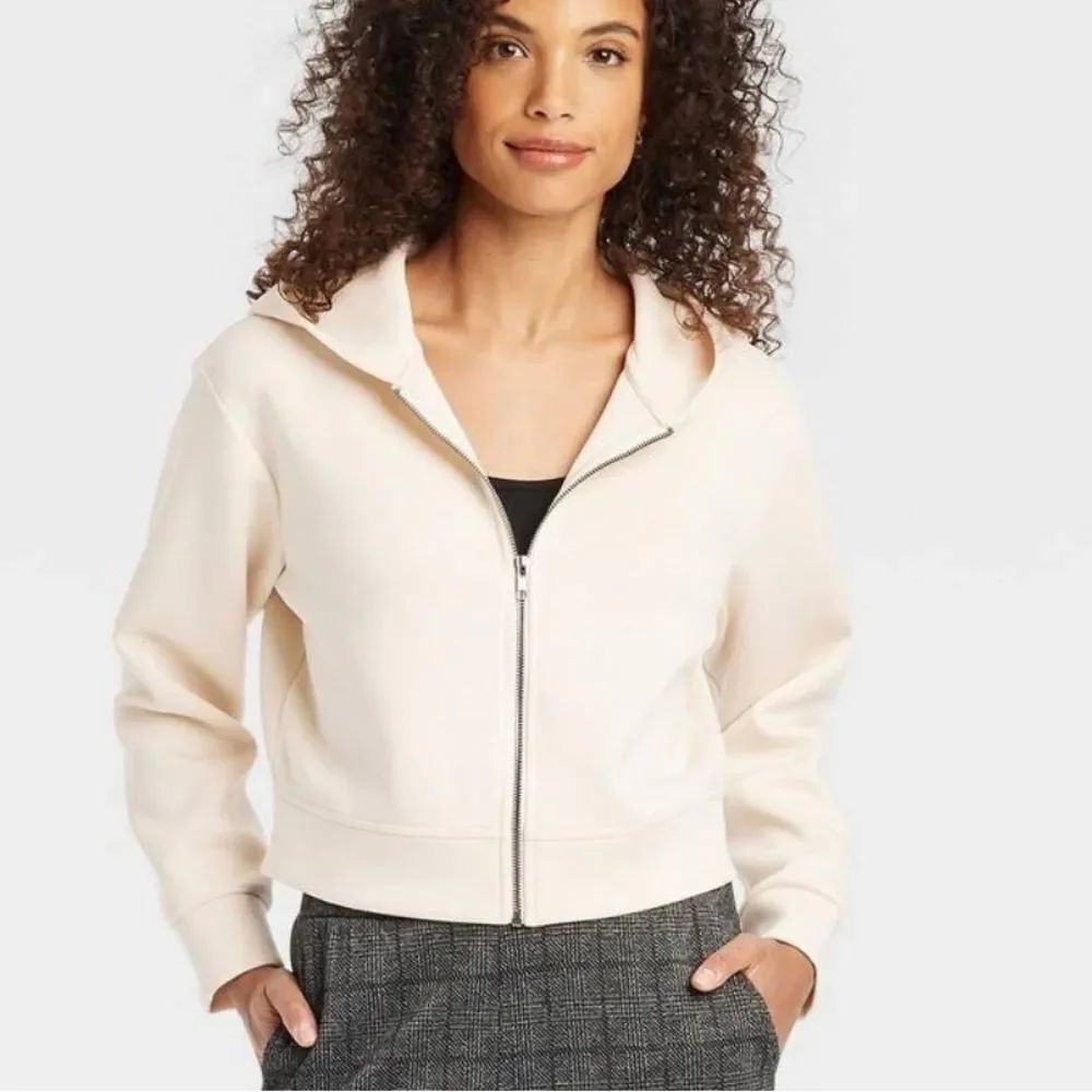 A New Day Large Hoodie Sweatshirt Zip Up Cream